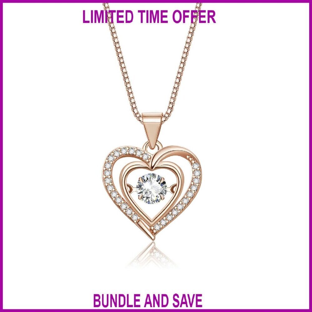 14K Rose Gold Plated Heart Pendant Necklace with Birthstone 20 Inch